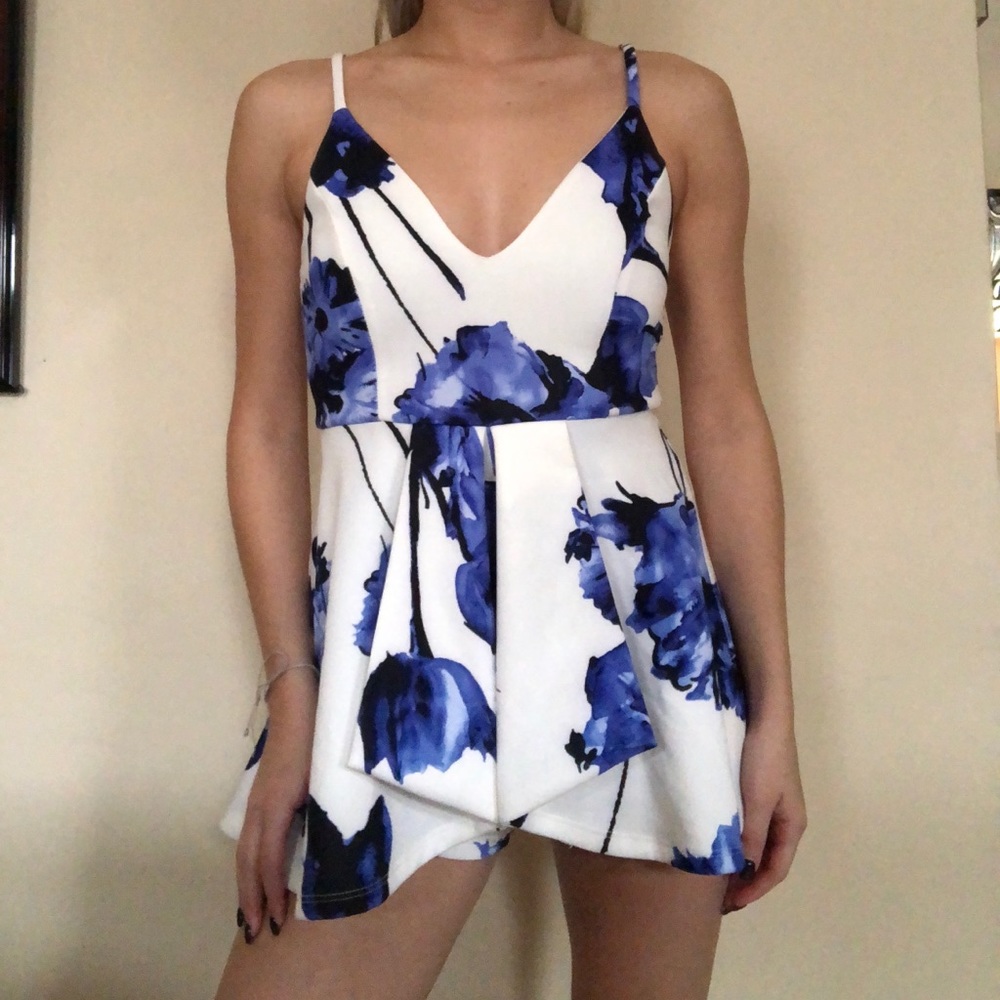 Blue floral romper